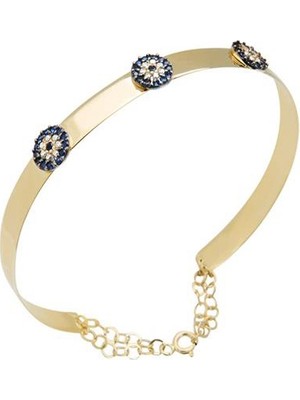 Diamond Line-Gülaylar 14 Ayar Sarı Altın Göz Bilezik