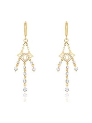 Diamond Line-Gülaylar 14 Ayar Altın Sallantılı Küpe