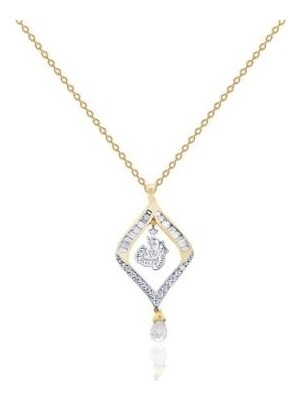 Diamond Line-Gülaylar 14 Ayar Altın Baget Taşlı Kolye