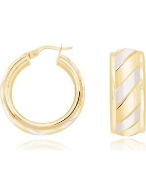 Diamond Line-Gülaylar 14 Ayar Altın Halka Küpe