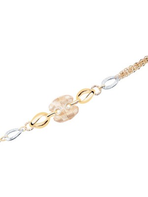 Diamond Line-Gülaylar 14 Ayar Sarı-Beyaz Altın Hallow Bileklik