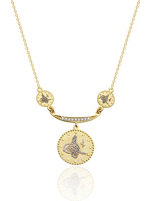 Diamond Line-Gülaylar 14 Ayar Altın Tuğra Kolye