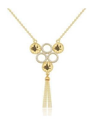 Diamond Line-Gülaylar 14 Ayar Altın Tuğra Kolye