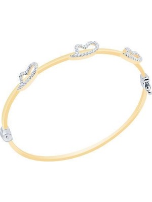 Diamond Line-Gülaylar 14 Ayar Sarı-Beyaz Altın Kalp Bilezik