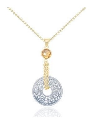 Diamond Line-Gülaylar 14 Ayar Altın Renkli Taşlı Klasik Kolye