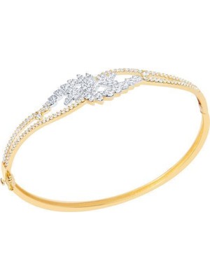 Diamond Line-Gülaylar 14 Ayar Sarı-Beyaz Altın Taşlı Trend Bilezik