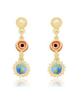 Diamond Line-Gülaylar 14 Ayar Altın Göz Çocuk Küpesi