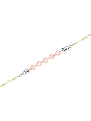 Diamond Line-Gülaylar 14 Ayar 3 Renkli Altın Love Bileklik