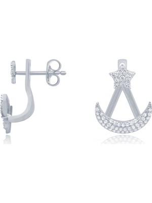 Diamond Line-Gülaylar 14 Ayar Altın Dual Küpe Küpe