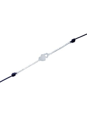 Diamond Line-Gülaylar 14 Ayar Beyaz Altın Kalp Figürlü Bileklik