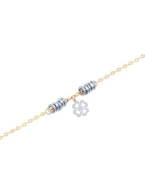 Diamond Line-Gülaylar 14 Ayar Sarı-Beyaz Altın Yonca Bileklik