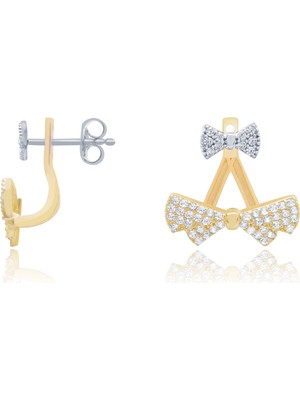 Diamond Line-Gülaylar 14 Ayar Altın Dual Küpe Küpe