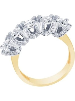 Diamond Line-Gülaylar  14 Ayar Beştaş Yüzük