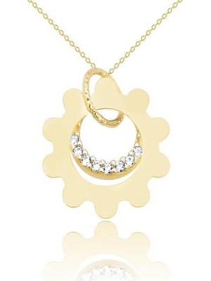 Diamond Line-Gülaylar 14 Ayar Altın Çiçek Kolye
