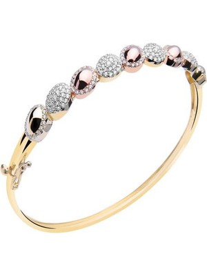 Diamond Line-Gülaylar 14 Ayar 3 Renkli Altın Trend Bilezik