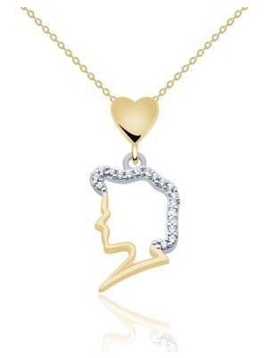 Diamond Line-Gülaylar 14 Ayar Altın Kalp Kolye