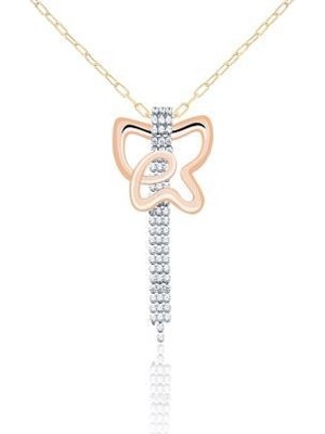 Diamond Line-Gülaylar 14 Ayar Altın Kelebek Kolye