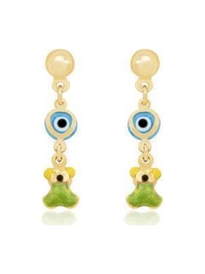 Diamond Line-Gülaylar 14 Ayar Altın Göz Çocuk Küpesi