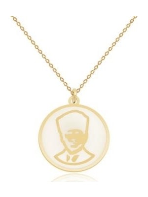 Diamond Line-Gülaylar 14 Ayar Altın Atatürk Kolye