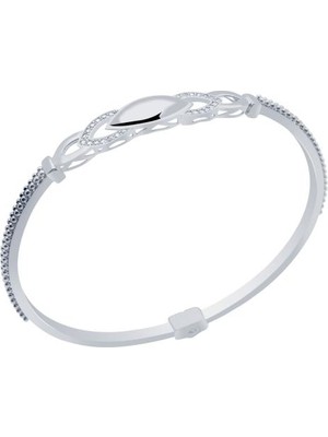 Diamond Line-Gülaylar 14 Ayar Beyaz Altın Trend Bilezik