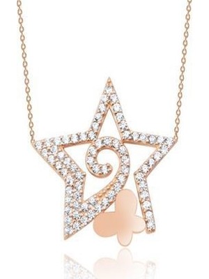 Diamond Line-Gülaylar 14 Ayar Altın Kelebek Kolye