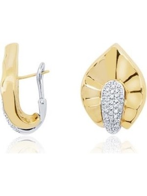 Diamond Line-Gülaylar 14 Ayar Altın  Küpe