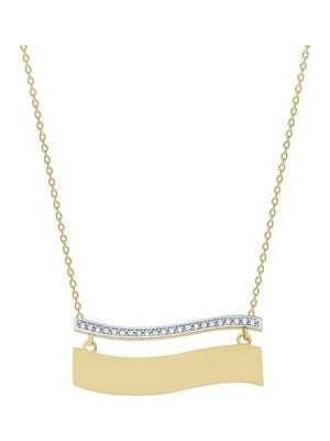 Diamond Line-Gülaylar 14 Ayar Altın Plaka Kolye