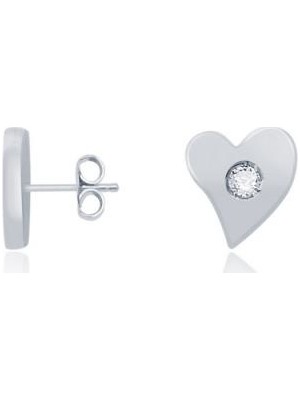 Diamond Line-Gülaylar 14 Ayar Altın Kalp Küpe