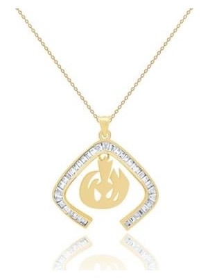 Diamond Line-Gülaylar 14 Ayar Altın Baget Taşlı Kolye
