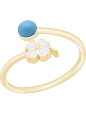 Diamond Line-Gülaylar - Altın 14 Ayar Firuze Taş Yüzük