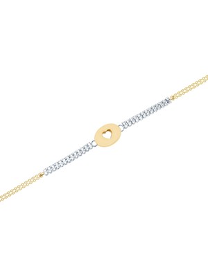 Diamond Line-Gülaylar 14 Ayar Sarı-Beyaz Altın Kalp Bileklik