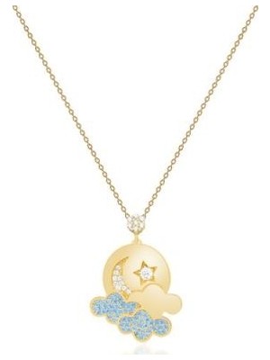 Diamond Line-Gülaylar 14 Ayar Altın Ay Kolye