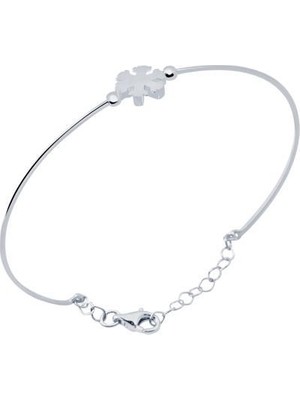 Diamond Line-Gülaylar 14 Ayar Beyaz Altın Kar Tanesi Bilezik