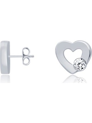 Diamond Line-Gülaylar 14 Ayar Altın Kalp Küpe