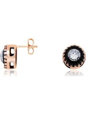 Diamond Line-Gülaylar 8 Ayar Altın Elmas Görünümlü Küpe