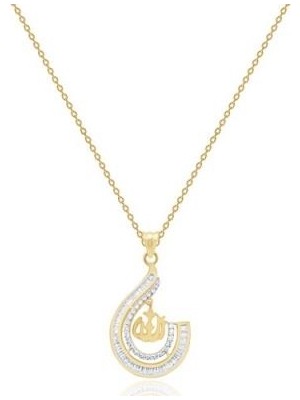 Diamond Line-Gülaylar 14 Ayar Altın Baget Taşlı Kolye