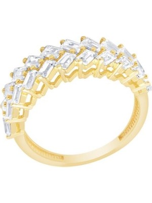 Diamond Line-Gülaylar - Altın 14 Ayar Baget Taşlı Yüzük