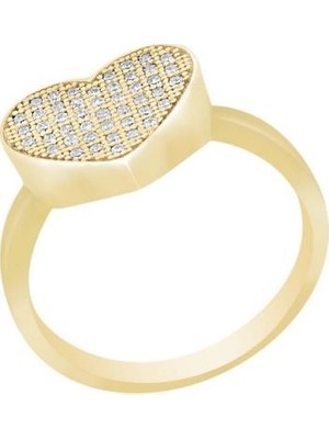 Diamond Line Gülaylar Altın 14 Ayar Kalp Yüzük