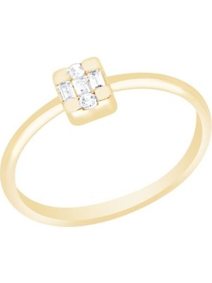 Diamond Line-Gülaylar - Altın 14 Ayar Baget Taşlı Yüzük