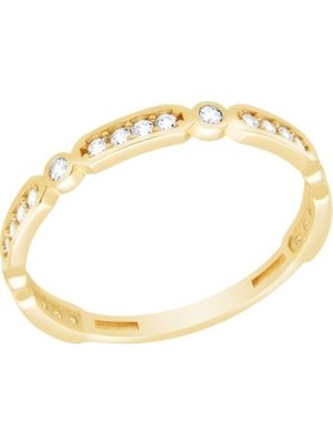 Diamond Line-Gülaylar - Altın 14 Ayar Trend Yüzük