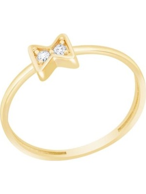 Diamond Line-Gülaylar - Altın 14 Ayar Fiyonk Yüzük