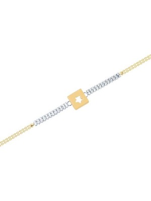 Diamond Line-Gülaylar 14 Ayar Sarı-Beyaz Altın Yıldız Bileklik