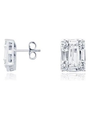 Diamond Line-Gülaylar 14 Ayar Altın Baget Taşlı Küpe