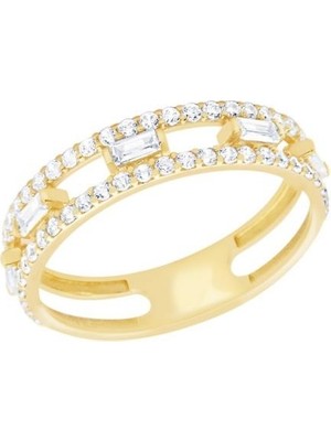 Diamond Line-Gülaylar - Altın 14 Ayar Baget Taşlı Yüzük