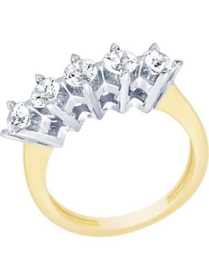 Diamond Line-Gülaylar  14 Ayar Beştaş Yüzük