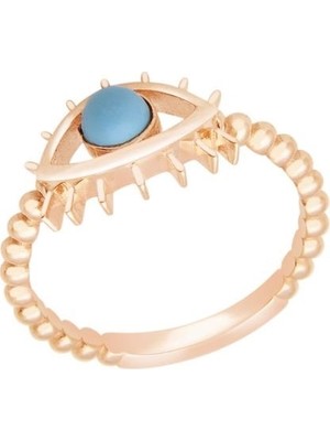 Diamond Line-Gülaylar - Altın 14 Ayar Firuze Taş Yüzük