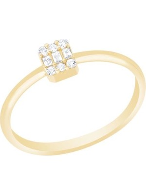 Diamond Line-Gülaylar - Altın 14 Ayar Baget Taşlı Yüzük