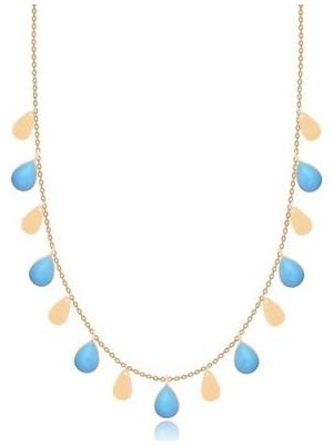 Diamond Line-Gülaylar 14 Ayar Altın Firuze Taş Kolye