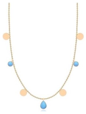 Diamond Line-Gülaylar 14 Ayar Altın Firuze Taş Kolye