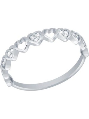 Diamond Line-Gülaylar - Altın 14 Ayar Kalp Yüzük